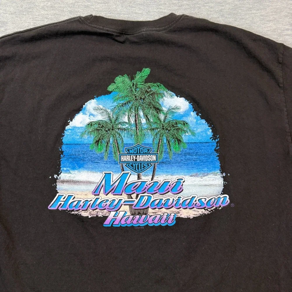Harley Davidson T Shirt Men XL Black Maui Hawaii Palm Tree Graphic Biker Vintage